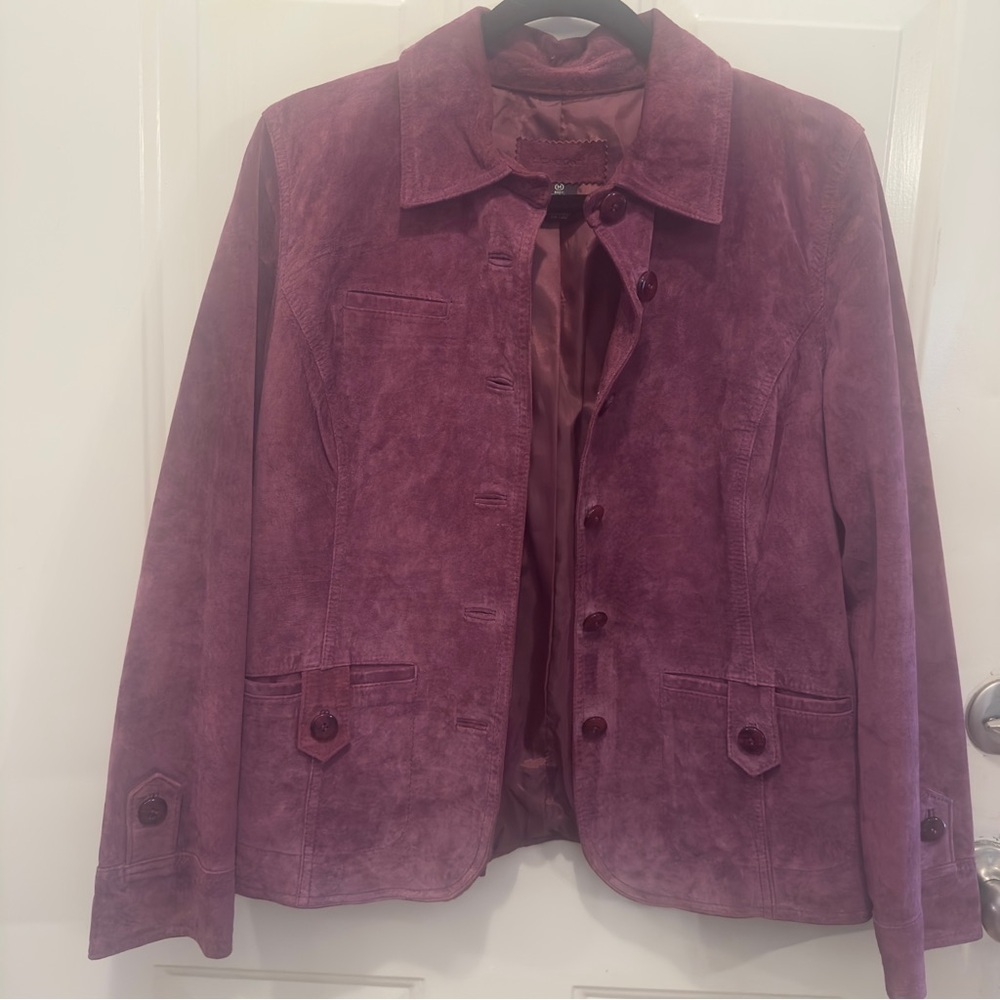Chic Women's Suede Blazer in Rich Purple